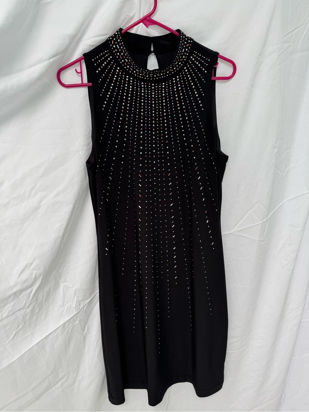 White House Black Market Black Sleeveless Studded Mock-Neck Mini Dress